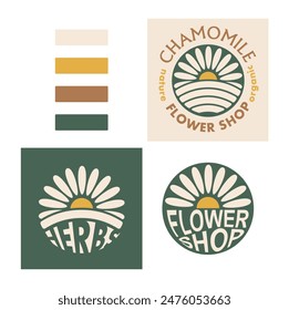 herbal chamomile logo, herbal shop logo, vector