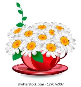 Herbal chamomile in a red cup