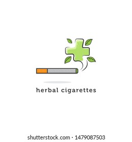 herbal cigarettes logo vector icon ilustration
