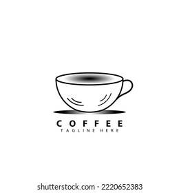 Diseño del logo de la taza de café herbal con un concepto sencillo