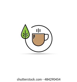 Herbal Coffee Logo Label Icon Vector Design