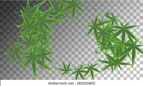 Kräuterkonzept. Abstrakte Ganja Textur. Transparentes Grashintergrund.  Hanf-Kräutermuster Yellow Cannabis Illustration.  Kräuterkonzept. Grüne Landwirtschaft Silhouette. 