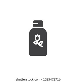 Herbal cosmetics bottle vector icon. filled flat sign for mobile concept and web design. Flower cream bottle glyph icon. Symbol, logo illustration. Pixel perfect vector graphics