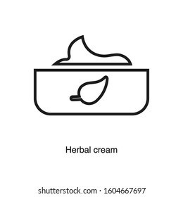 Herbal cream linear icon vector on white background. Black icon illustration