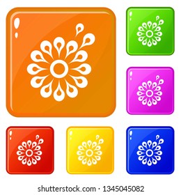 Herbal dandelion icons set collection vector 6 color isolated on white background