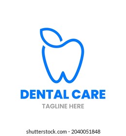 Herbal Dent logo design template. Abstract tooth and leaf outline sign. Stock vector illustration.