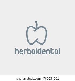 herbal dental. appel. logo. vector.