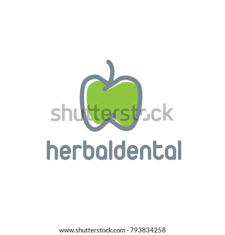 herbal dental. appel. logo. vector.