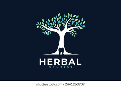 Herbal dental dentist vector logo design