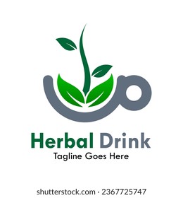 Herbal drink design logo template illustration