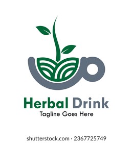 Herbal drink design logo template illustration