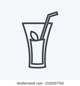 Herbal Drink Icon in trendy line style isolated on soft blue background