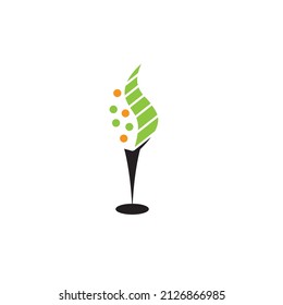 herbal drink logo illustration glass leaf vector design green