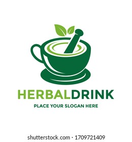 Herbal drink vector logo template. This design use leaf symbol. Suitable for healthy. 