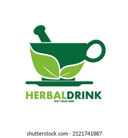 Herbal drink vector logo template. This design use leaf symbol. Suitable for healthy.