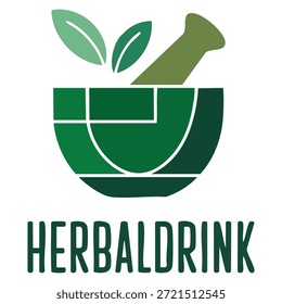 Plantilla del logotipo del Vector de la bebida herbaria que utiliza el símbolo de la hoja conveniente para los temas saludables marca natural de la bebida y identidad orgánica limpia del diseño inspirado del estilo de vida