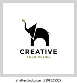 herbal elephant logo vector illustration 
