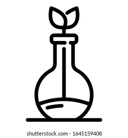 Icono del matraz de hierbas. Icono de vector de máscara de hierbas de esquema para el diseño web aislado en fondo blanco