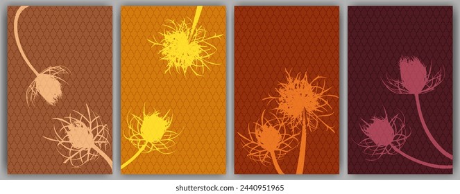 Herbal floral cards vector design. Rustic fluffy dandelions. Spring cards. Field flower buds symbolising couple in love. Healing plants illustration. Minimal botanical graphic elements.