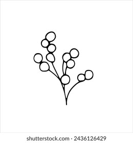 Herbal floral doodle-style vector illustration. Hand-drawn botanical illustration. Isolated objects on white