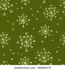 herbal floral pattern with dandelion, cumin, dill