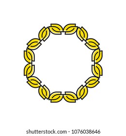 Herbal frame in a modern style, in the form listem forming the wreath