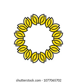 Herbal frame in a modern style, in the form listem forming the wreath
