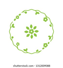 Herbal frame in a modern style, in the form listem forming the wreath