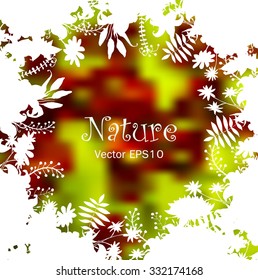 Herbal frame on blur background. Vector