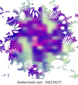 Herbal frame on vintage blur background. Vector