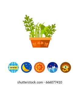 Herbal garden in pot vector icon