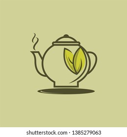Herbal green tea cup logo, herbal drink logo,green leaf with mug logo, green leaf with tea cup logo 