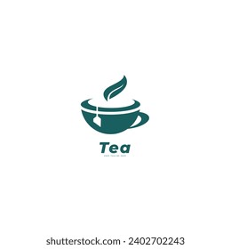 herbal green tea cup logo, herbal drink logo.