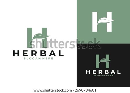 Herbal H Letter Logo with Leaf Icon for Natural Branding