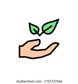 Herbal hand leaf icon. Simple color with outline vector elements of alternative medicine icons for ui and ux, website or mobile application