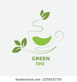 La salud de las hierbas bebe té verde en una taza. Hojas de té y aroma natural