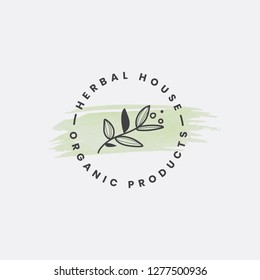 Herbal house organic products vector