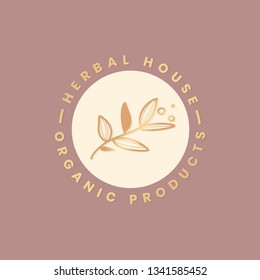 Herbal house organic products vector