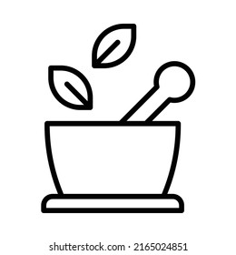 Herbal Icon. Line Art Style Design Isolated On White Background