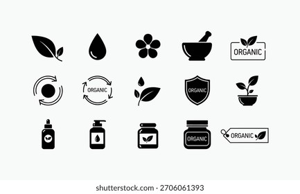 Concepto de conjunto de iconos de hierbas y Diseño web sobre fondo blanco