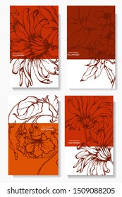 Herbal illustration on label packaging design. Hand drawn vector botanic set with flowers. Wedding invitation