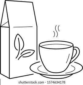 Herbal infusion. Vector outline icon.