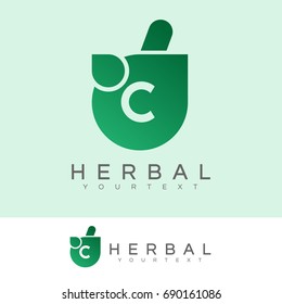 herbal initial Letter C Logo design