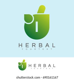 herbal initial Letter I Logo design