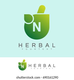 herbal initial Letter N Logo design
