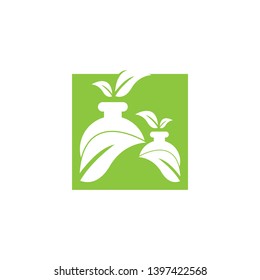 Herbal lab icon logo design vector
