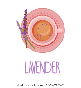 Herbal Lavender Tea View From Above Vector Illustration