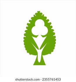 Herbal leaf illustration design with ace clover and down arrow sign.