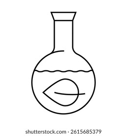 herbal leaf in laboratory flask line icon vector. herbal leaf in laboratory flask sign. isolated contour symbol black illustration