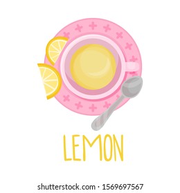 Herbal Lemon Tea View From Above Vector Illustration
